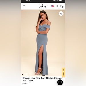 Lulus Song of Love Blue Grey Off-the-Shoulder Maxi Dress - Never worn